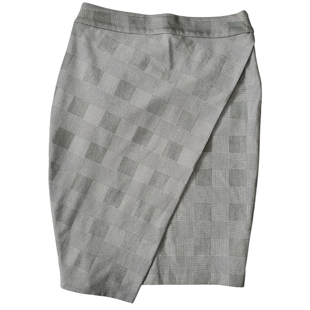 Express Plaid Houndstooth Asymmetrical Pencil Skirt